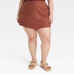 a new day Linen Mini Skort Women's Rust Skort Size 12